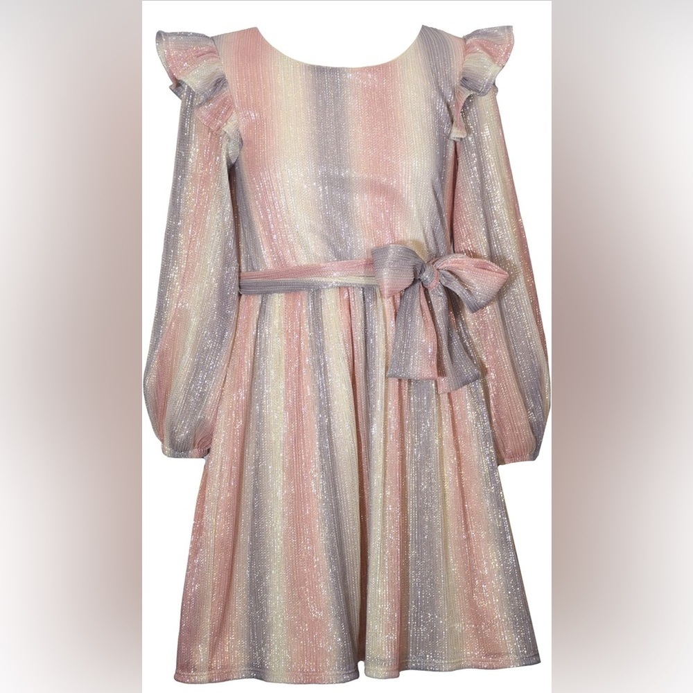 Bonnie Jean Girls Metallic Ombré Boudre Special Occasion Dress Size 14